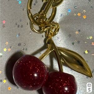 Sparkly Red Cherry Bag Charm / Keychain